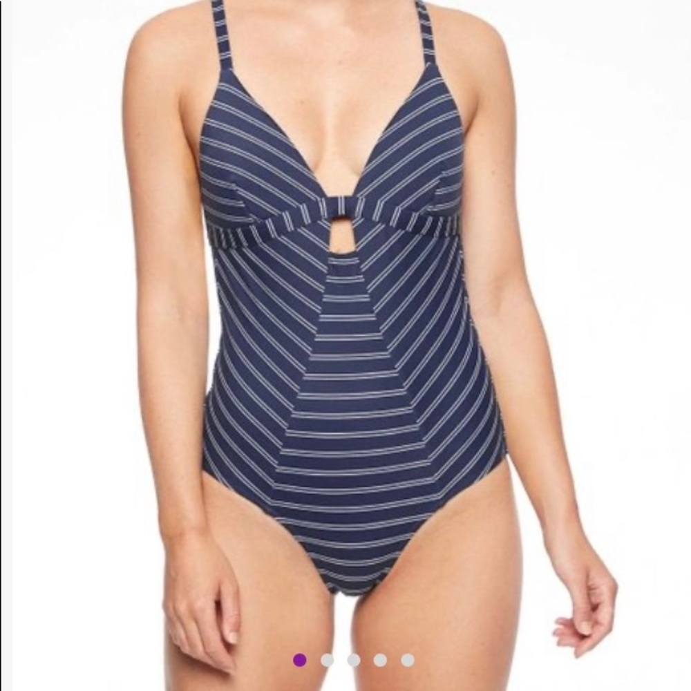 Athleta French Stripe Piha One Piece Swimsuit